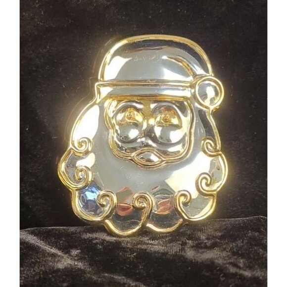 Vintage Santa Claus Silver and Gold toned Brooch or Pendant - Picture 1 of 9